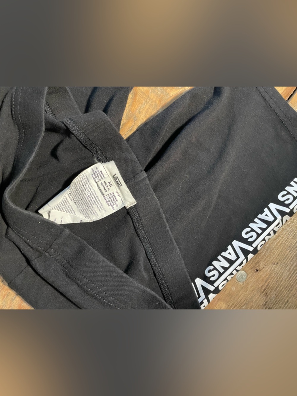 Vans Black Athletic Bike Shorts with White Logo - Picture 3 of 3